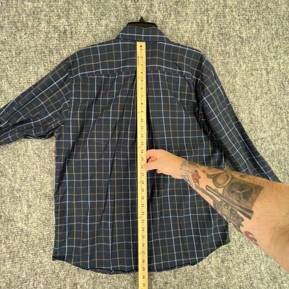 Eddie Bauer Shirt Mens Large Black Plaid Business Casual Relaxed Fit Button-Down - Picture 5 of 6